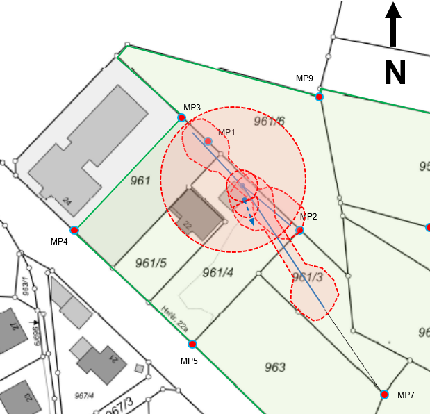 Beispiel Lageplan mit Sicherheitsabstand